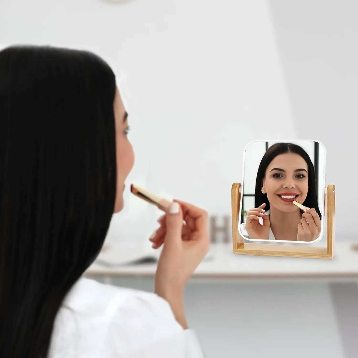 Travel Makeup Mirror with Stand 1X/3X Magnifying Double Sided 8 Inch Portable Table Desk Countertop Bathroom Shaving Mirror H260324