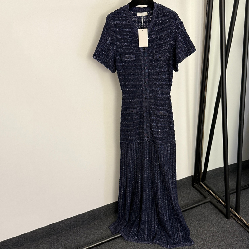 Women Brand Long Dress Luxury Elegant Charm Top Dresses Spring Personality Charm Shirt Dress INS Style Knitted Charm Party Banquet Dress Designer Dresses