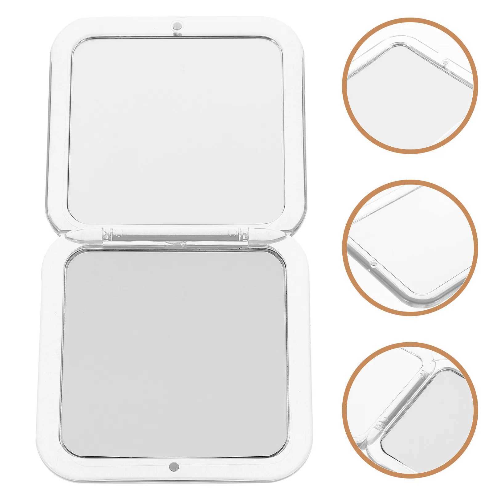 Foldable Mini Compact Mirror 7X Magnification Square Shape Pocket Mirror for Makeup Touch Ups Purse Compact Vintage Style Travel H260324