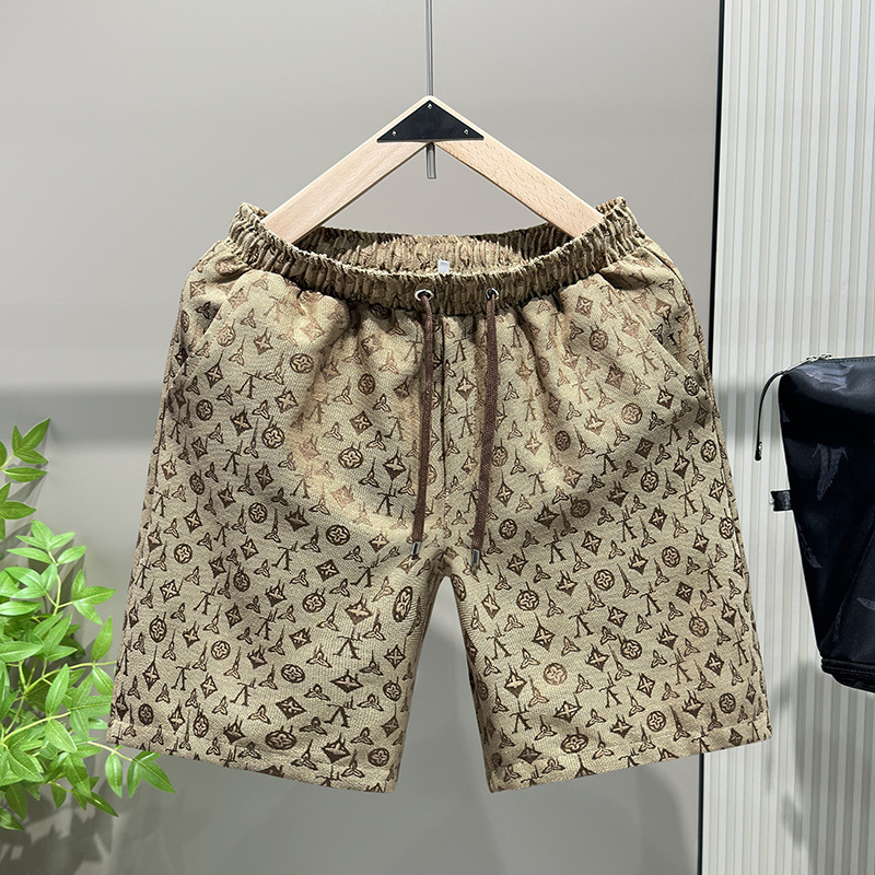 Luxury Brand Designer Clothes Foreign Trade In-Stock Luxury Trend High Version Jacquard Letter Shorts Unisex Cool Beach Mid-Length Shorts Five-Point S - view 4