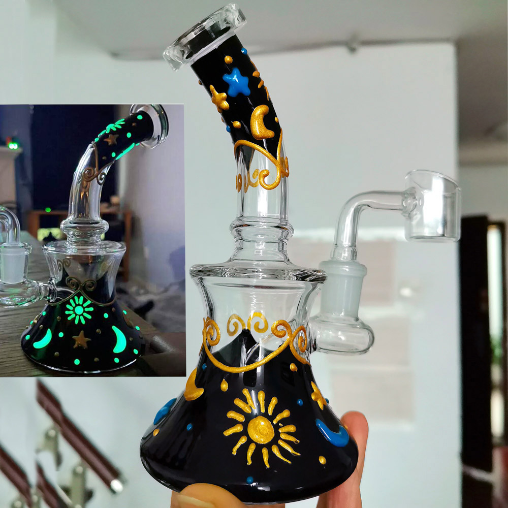 Beaker Small Bongs Smoking Glass Water Pipes Bubbler Hookahs Shisha Oil 14mm banger Heady Glass Water Bong Bubbler 6.2''