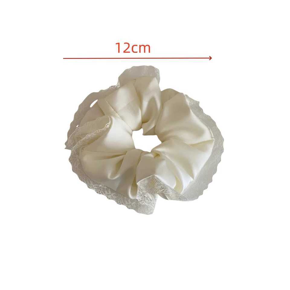 1PC Black and White Satin Hair Ties Lace - Trimmed Scrunchies Elegant Hair Accessories for Womens Daily Styling H260324