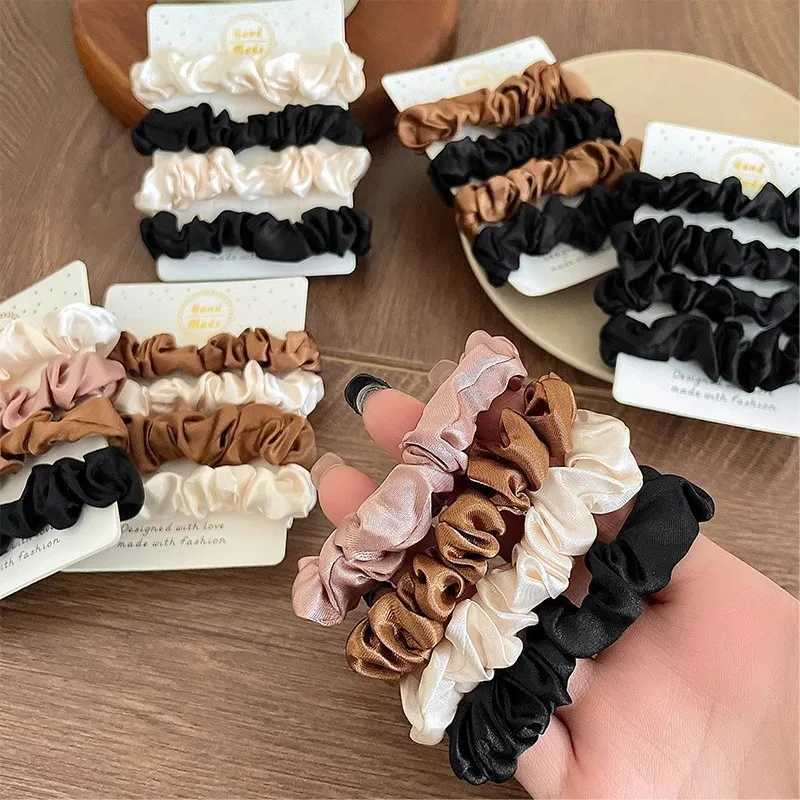 3PCS/Lot Luxury Brand Solid Color Satin Silk Hair Scrunchies For Women Simple Female Elastic Hair Bands Rubber Band Accessories H260324