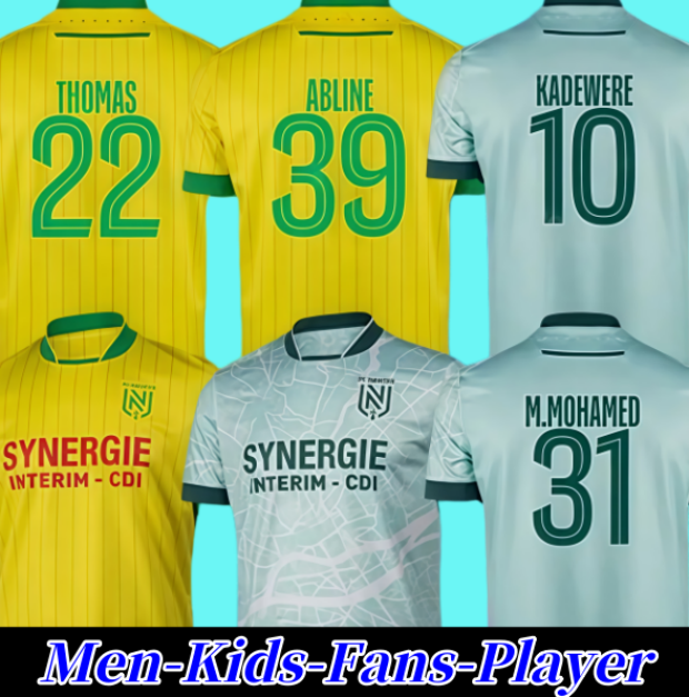 25 26 Nantes FC Soccer Jerseys ABLINE SIMON M.MOHAMED GUIRASSY KADEWERE LEPENANT AMIAN 2025 2026 S.SOW LEROUX ZEZE Home Away Men Kids Kit football shirt S-2XL