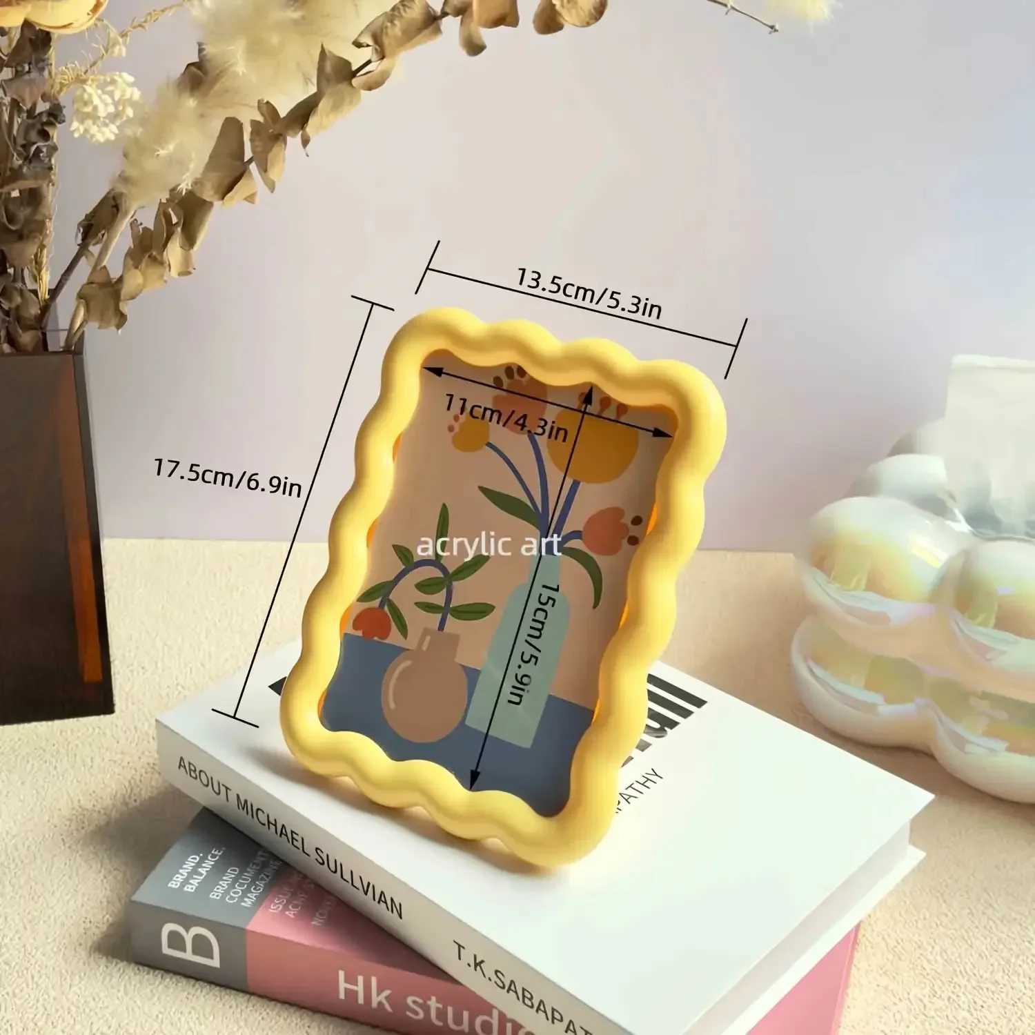 Milk Yellow Ins Style Cute Decorative Picture Frame Desktop Ornament Wall Art Creative Home Decoration Small Tabletop Decor H260324