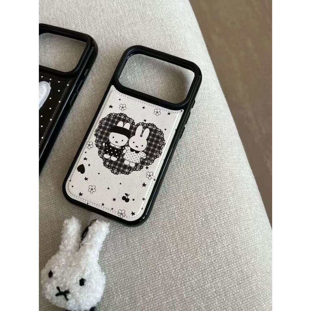 Polka Dot Embroidered Miffy Rabbit Compatible with iPhone 17 Pro Max Leather Texture Phone New 16/15/14 Soft Case 13