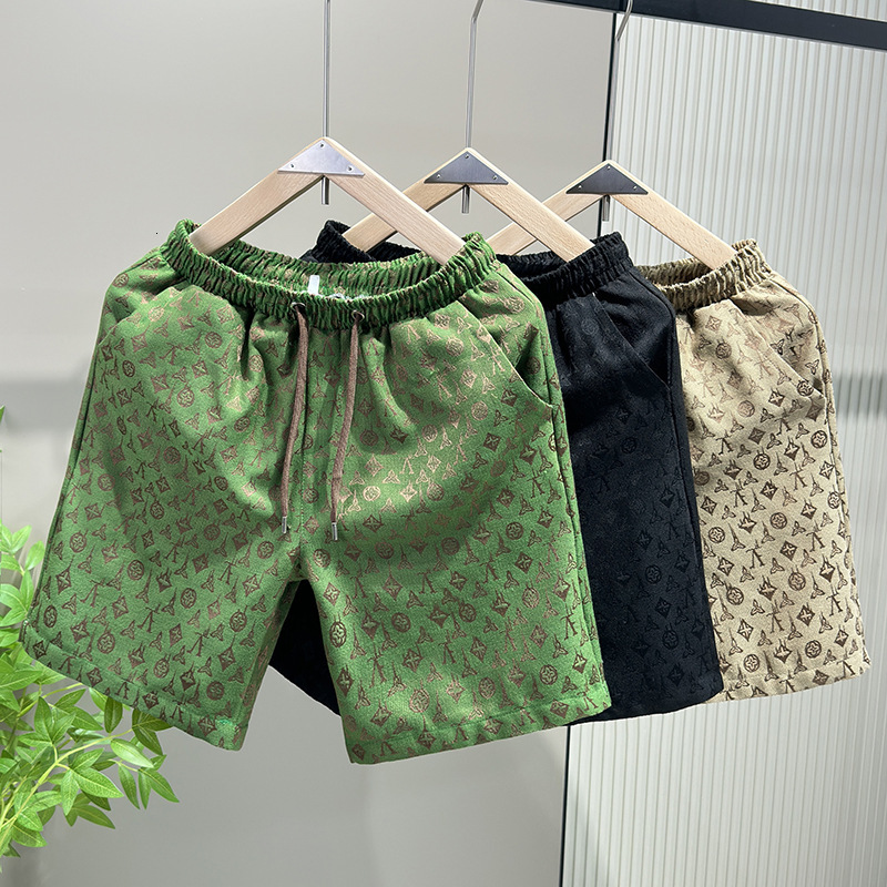 Luxury Brand Designer Clothes Foreign Trade In-Stock Luxury Trend High Version Jacquard Letter Shorts Unisex Cool Beach Mid-Length Shorts Five-Point S - view 5
