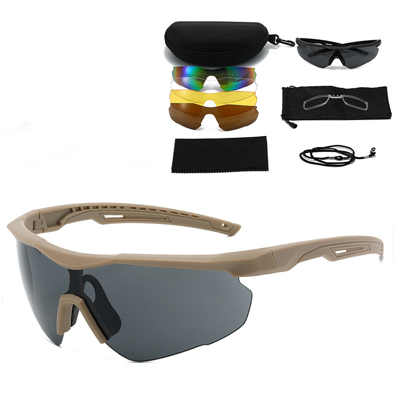 Cross border new explosion-proof wind goggles CS shooting goggles 5-piece set myopia windproof sand riding glasses tactical glasses