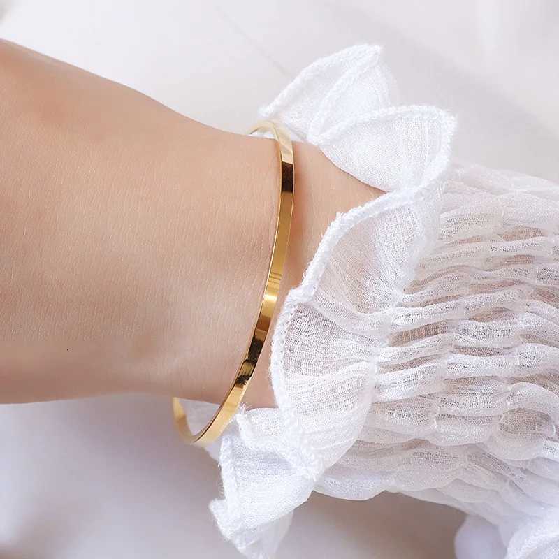 Classic Flat Stainless Steel PVD Gold Rose Gold Color Waterproof 2mm Thin Fashion Accessories New Year Gift For Women H260323 - view 5