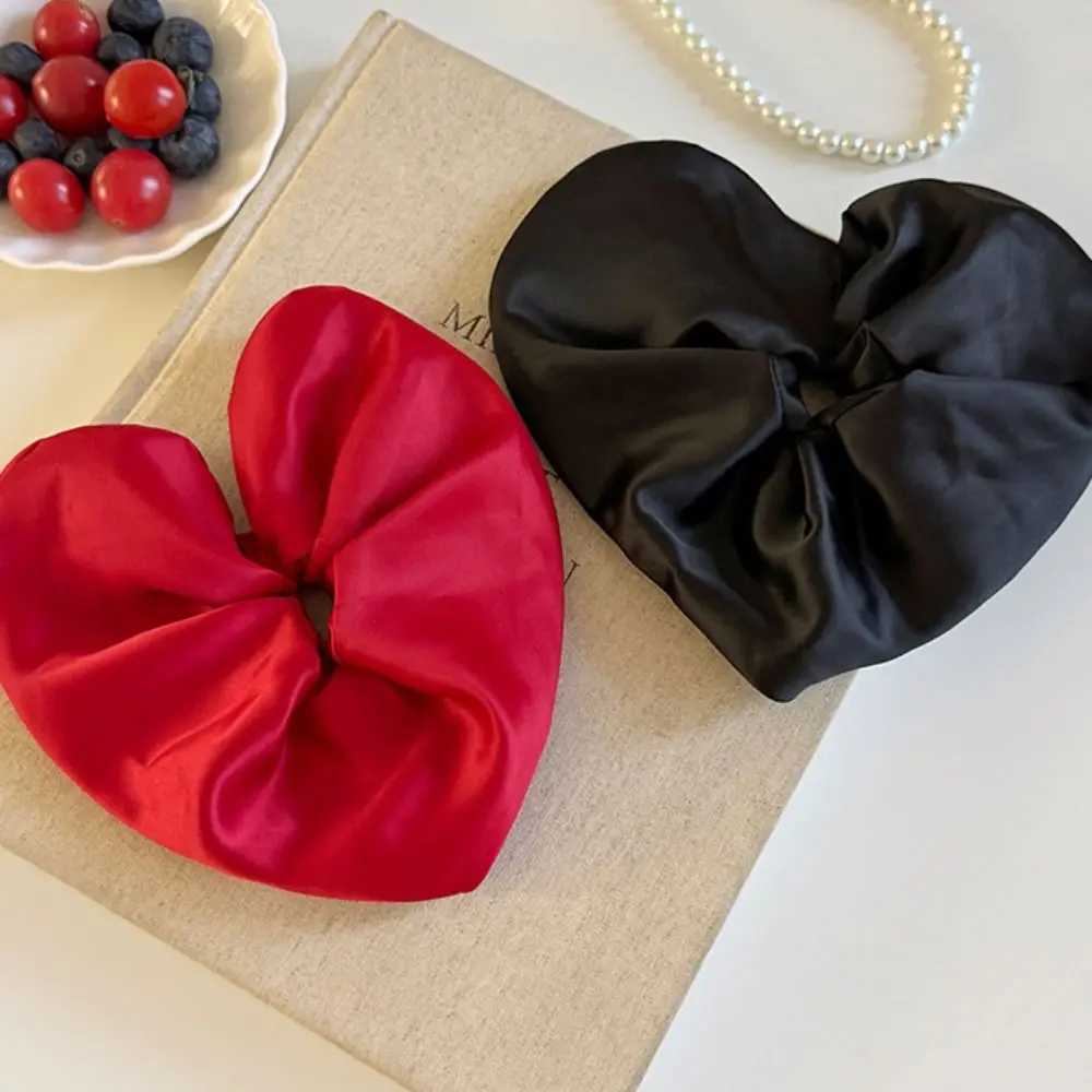 Delicate Heart Shape Heart Hair Rope Love Oversize Ponytail Elastic Rubber Band Cloth Ponytail Holder Exaggerated Hair Ring Girl H260324