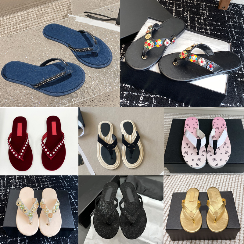 Luxury Designer Slides Shoes Womens Slipper Sandals Shoe Slide Chan cc Summer Beach fashion Wide flat Flat flip-flops classic printed letter sandals s f9GX#