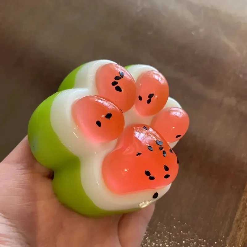 Watermelon Cat Paw Squeeze Pinch Slow Rebound Realistic Paw Design Fun Suitable for Valentines Day/birthday Gifts H260324