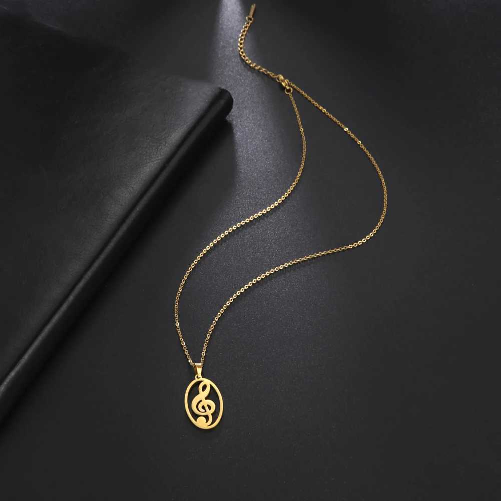 Heart Music Note Treble Necklace Gift For Girl Woman Men Kid Child Musical Symbol G Clef Chain Stainless Steel Pendant Jewelry H260324 - view 4