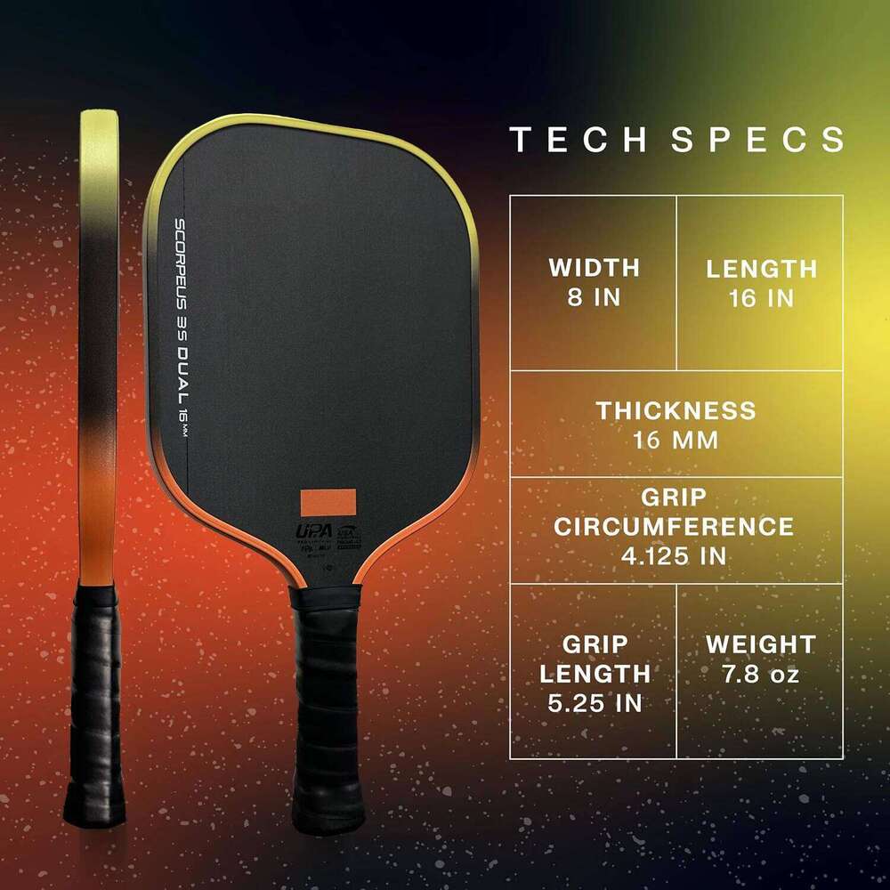 Scorpeus 3S DUAL fessional Pickleball Paddle with Carbon Fiber Surface Wide Body Design Limited Color T700 Matte Fin 26H0324