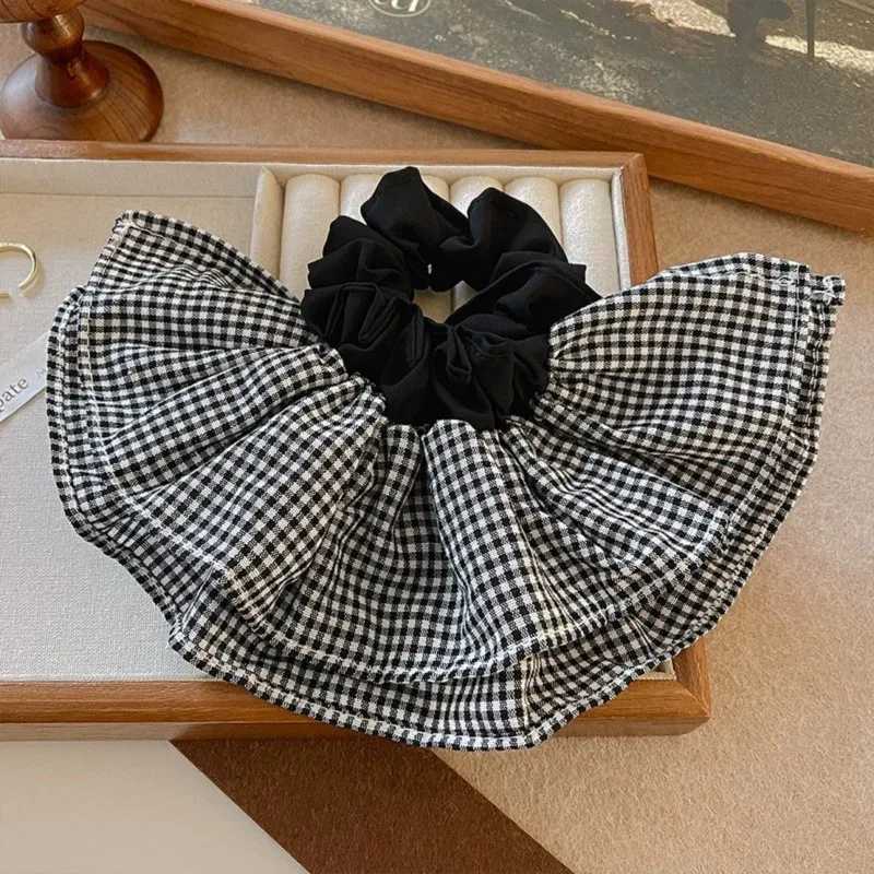Extra Large Plaid Hair Ties Elastic Bands Womens New 2025 High-End Hair Accessories Headbands Stylish Hair Flowers H260324
