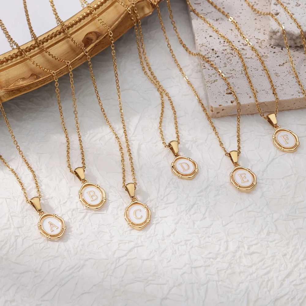 A-Z Letter Initial Enamel Necklace For Women Gold Color Stainless Steel Chain Exquisite Pendant Necklace Fashion Jewelry Gift H260324 - view 4