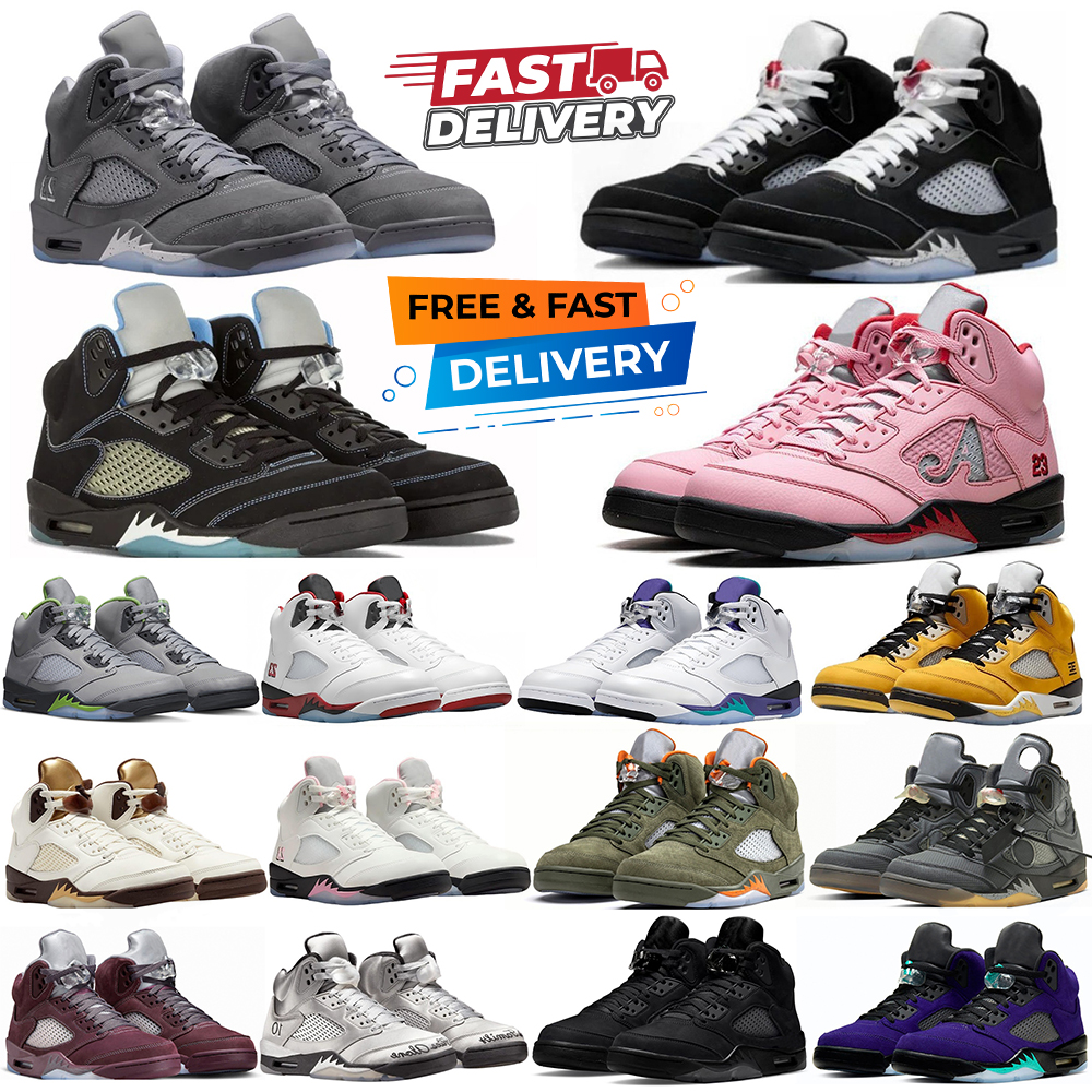 Designer 5 5s Basketball shoes 5s Wolf Grey 5s Fire Red Bubblegum 35th Anniversary Grape Black Metallic Reimagined 5s Sneakers For Men Women Sneakers Trainers
