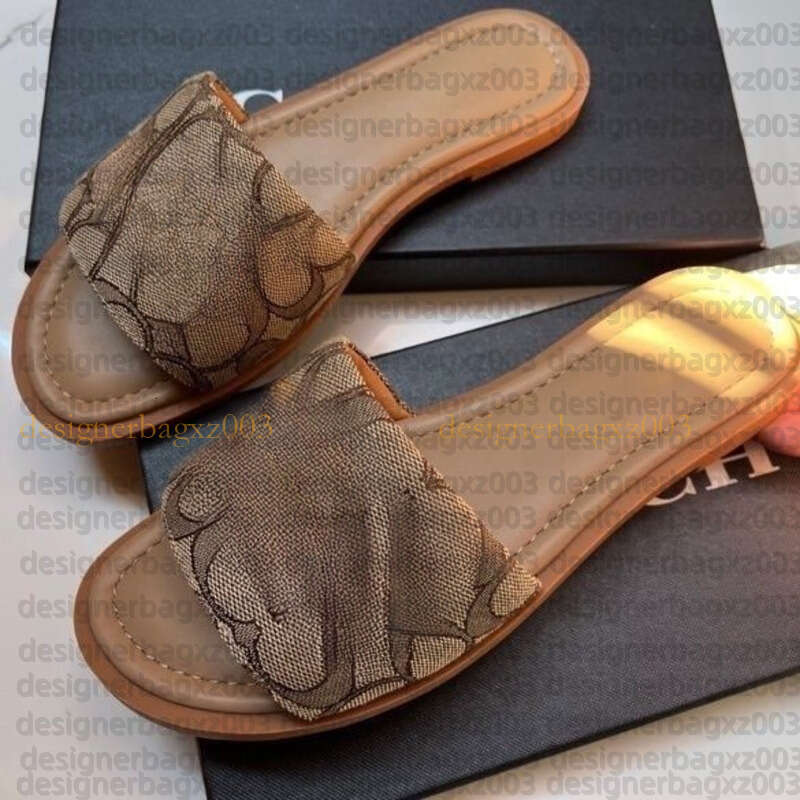 Luxury Women Slide Coac Sandals Couchbags Designer Shoes Summer Canvas Womens Shoes Flat Slide Versatile Fashion Trend Soft Leather Beach Shoes