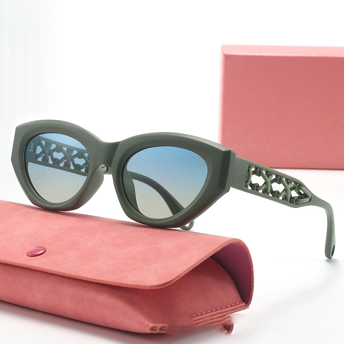 2026 summer new casual sunglasses square personalized designer trendy retro knit sunshade sunglasses for woman