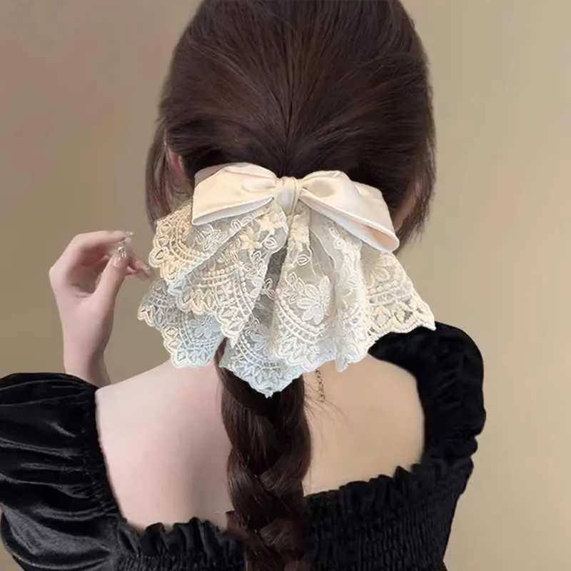 1pc French Romantic Lace Bow Ponytail Clip Stylish Style Small Grip Clip Hairpin Hair Accessories Headwear H260324
