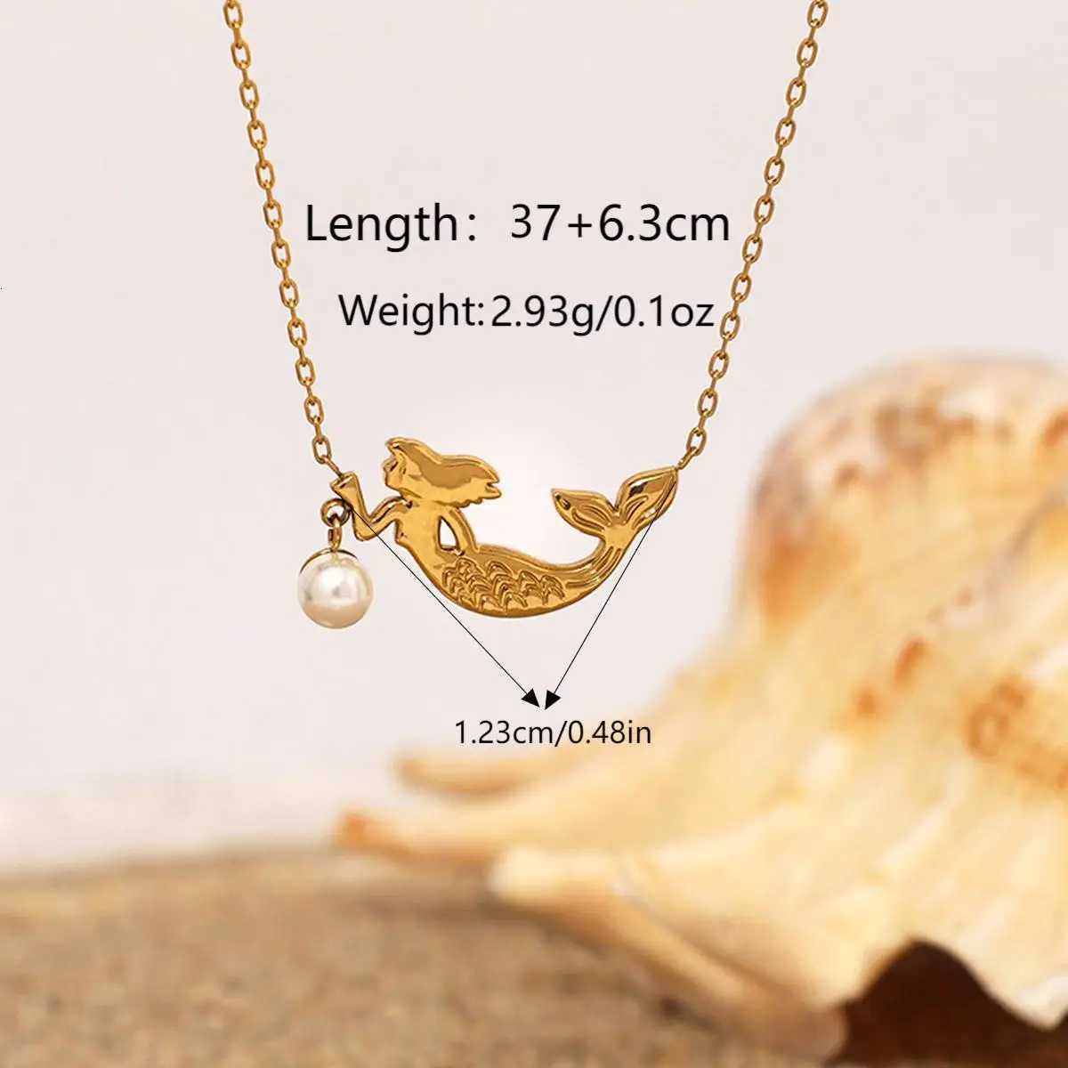 Fashion Mermaid Design Stainless Steel Necklace 18K Gold Plated Waterproof Quality Womens Jewelry For Vacation Seaside Etc H260324 - view 3