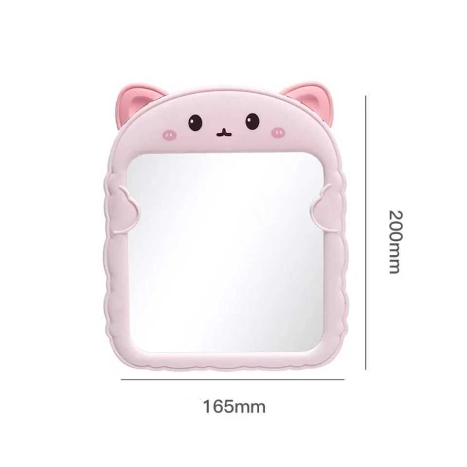New Cute Plastic Vanity MirrorCartoon Cat Ear Bear Ear Desktop Foldable Vanity MirrorInternet Famous Bedroom Small Mirror H260324