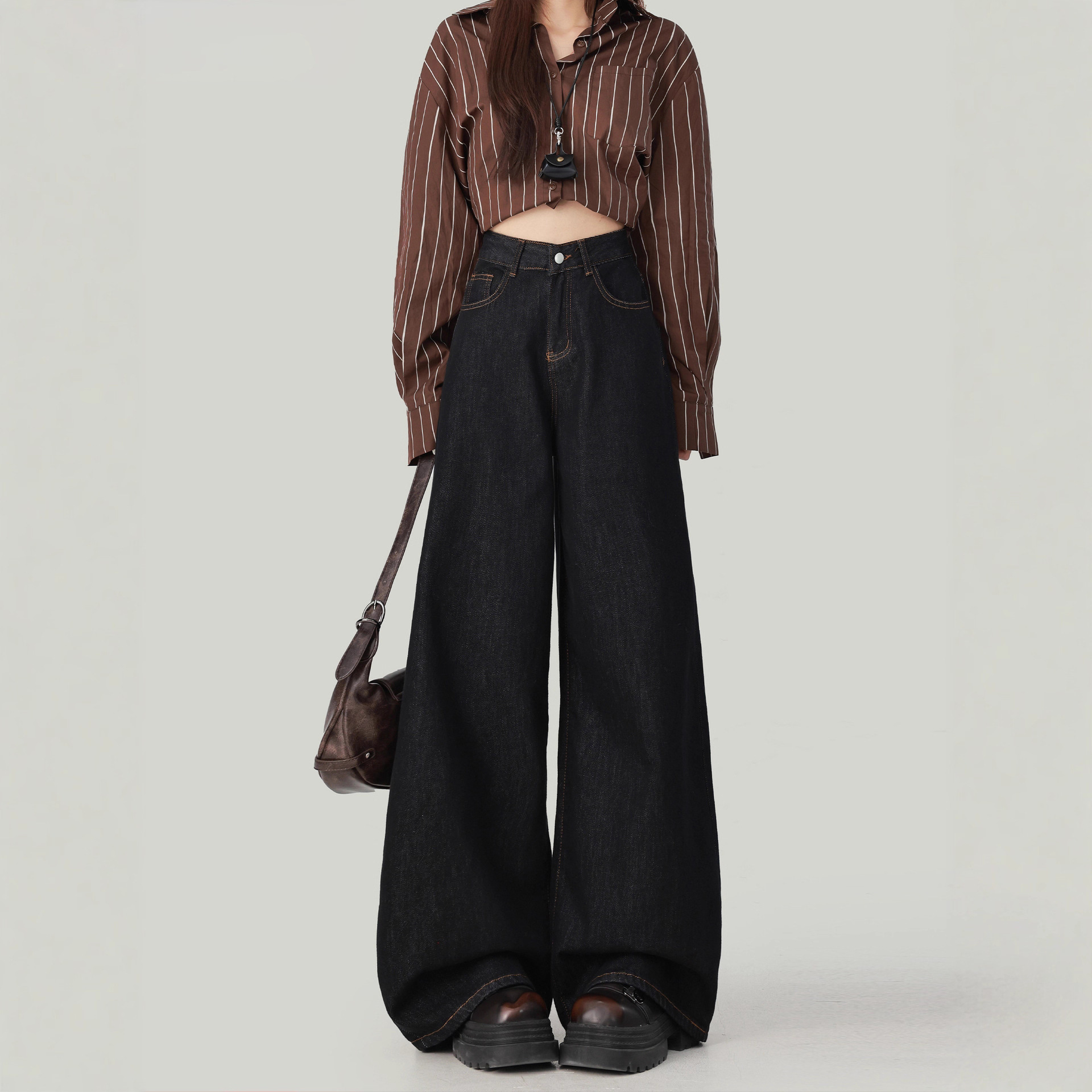 Black Gold Women's Wide-leg Jeans 2026 New Autumn/winter High-waisted Loose Straight-leg Spring/summer Extra-long Designer Pants Floor-length Pants