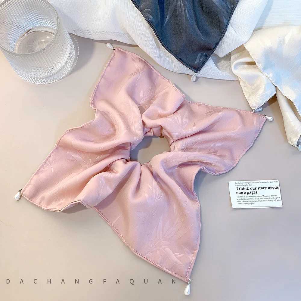 Womens Large Scrunchie Women Oversized Temperament Hair Rope French Square Scarf New Hair Accessories Headwear Girls Hair Bands H260324