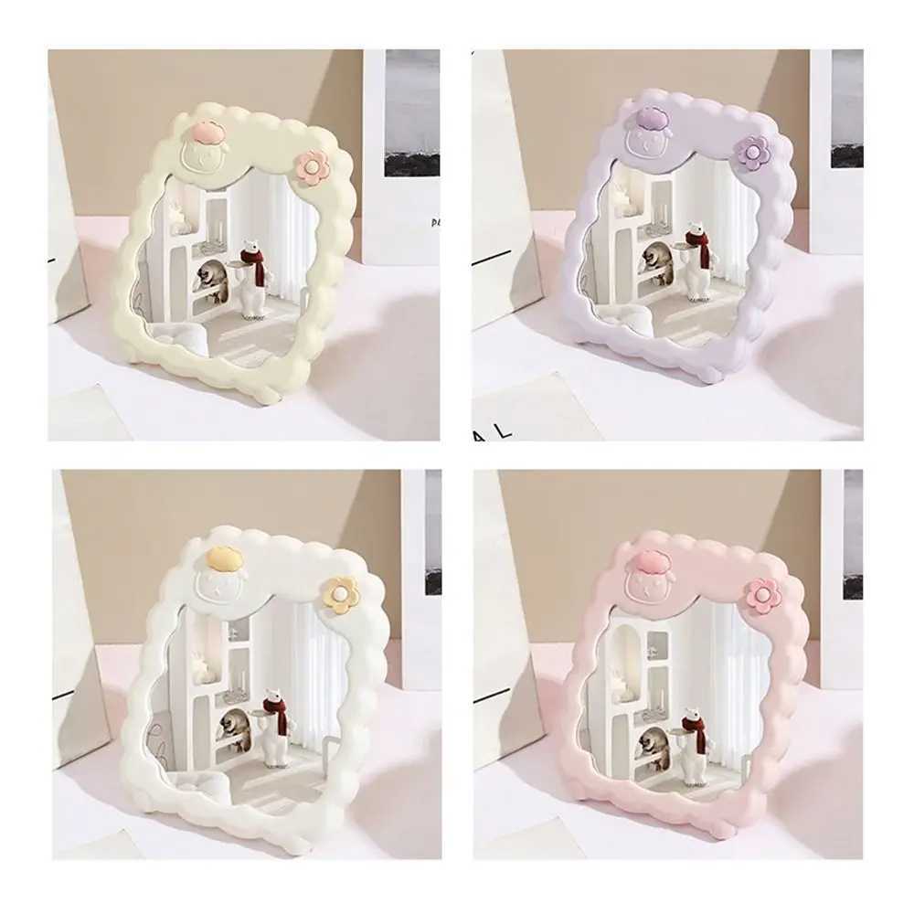 Portable Cartoon Desktop Stand Mirror Cute Sheep Kawaii Makeup Mirror Dual-purpose Wall-mounted Vanity Mirror Women Girls H260324