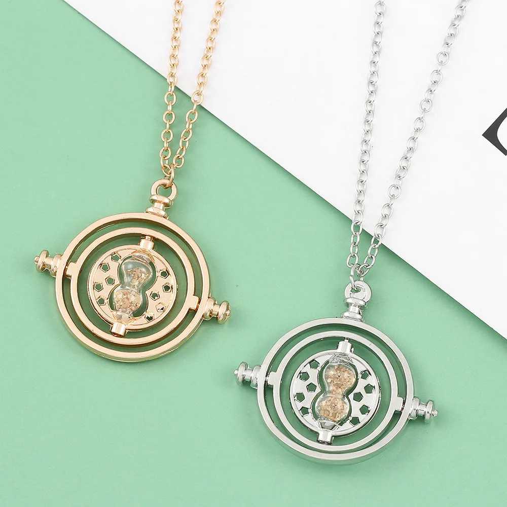 Rotating Hourglass Pendant Necklace for Women Time Turner Inspired Jewelry in Gold and Silver H260324 - view 5