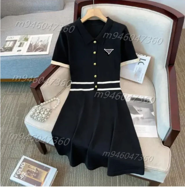 Knit Designer Dress for Woman T shirt Black Girl Womens Designer Clothing Summer Casual Lady short sleeve Knitwear Letter Slim A line dresses