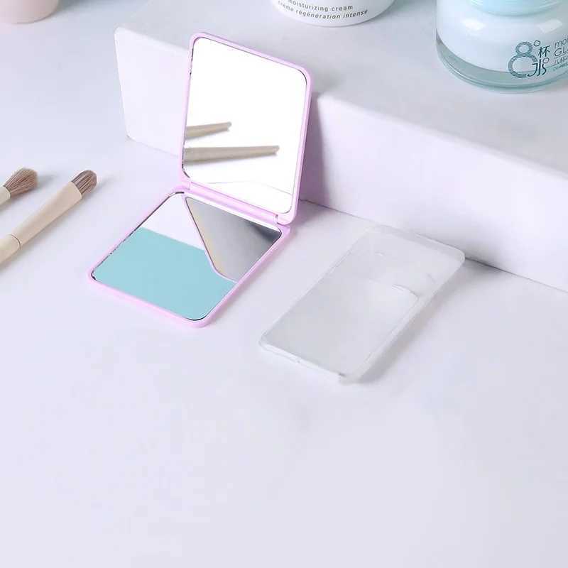 Minimalist Square Compact Mirror Portable Folding Double-sided Makeup Purple Mirror For Women Cosmetic Travel Pocket Mirror H260324