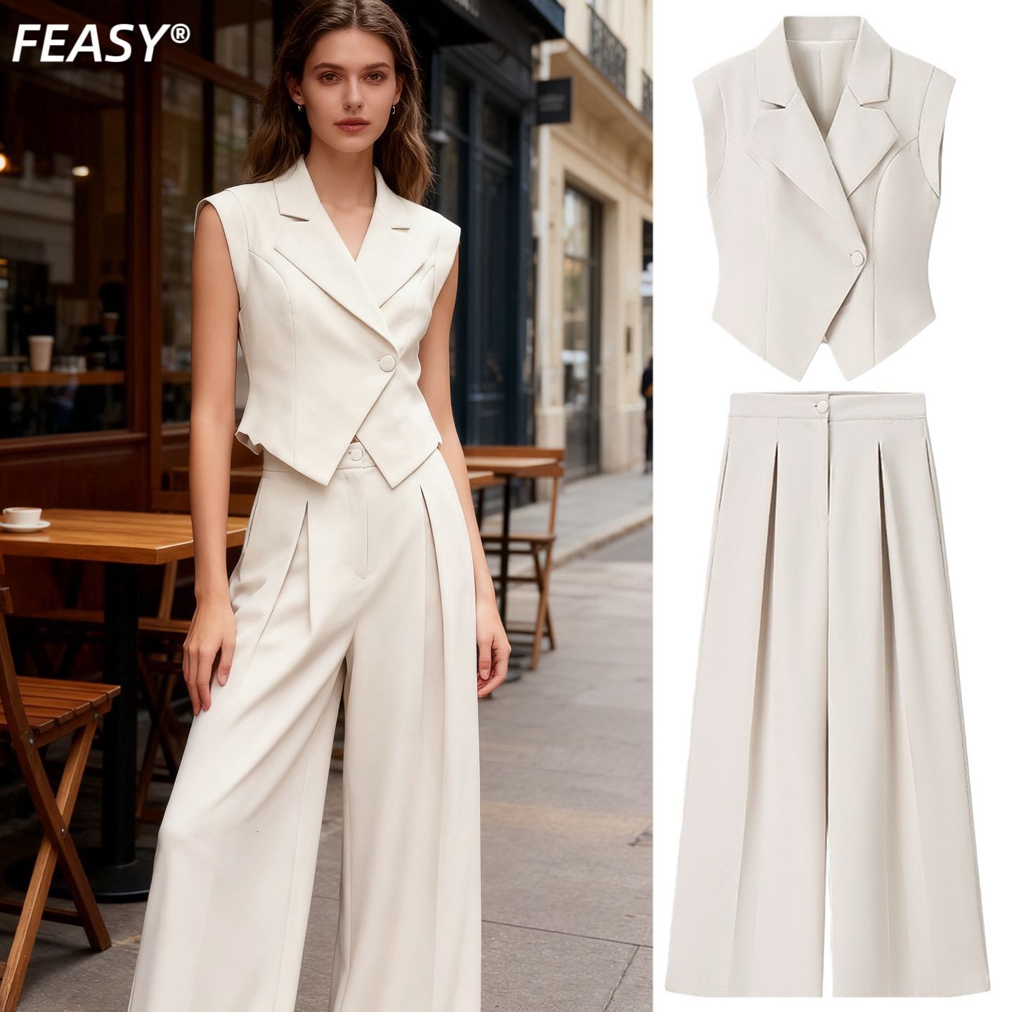 Designer Luxury ZA Women's Designer Suit Best-selling Foreign European And American Style Women's Sleeveless Vest Short-sleeve Set