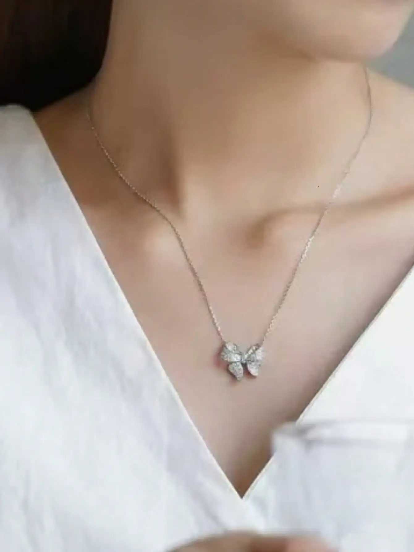 1 PC Teen Bow Cubic Zirconia Fashion Necklace Pendant For Girls For Birthday Gift H260324 - view 3