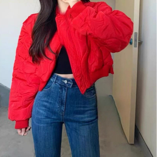 PYMQR Star Embossed Thumb Clip Cotton Thickened Thermal Jacket Coat Winter Streetwear Y2K Hip Hop Female Clothing Wholesale 240819