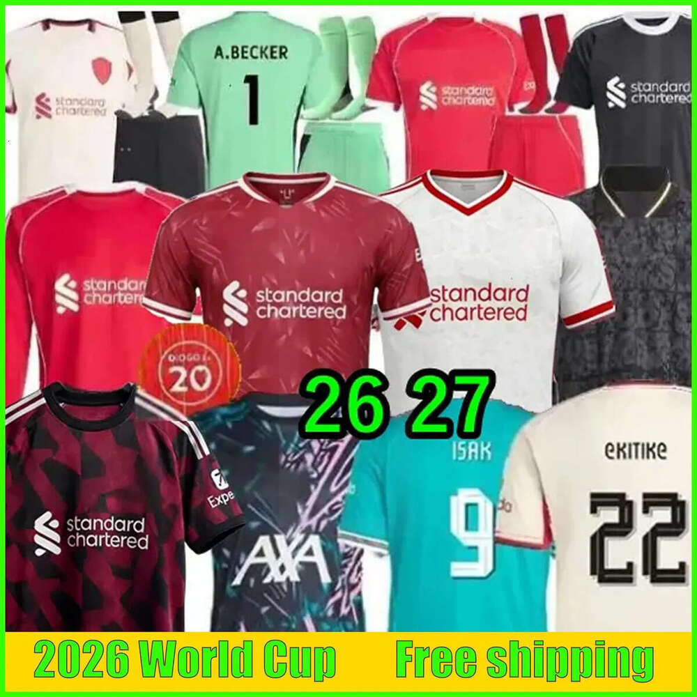 Free Shipping liverpool jersey 26 27 kit 2026 Mohamed Salah 11 Darwin Nunez 9 Szoboszlai #8 Mac Allister 10 Virgil van Dijk Home Away Soccer Shirt Men Kids