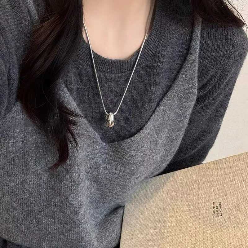Minimalist Long Teardrop Pendant Necklace for Women Autumn Winter Sweater Chain Fashion Accessory H260324 - view 3