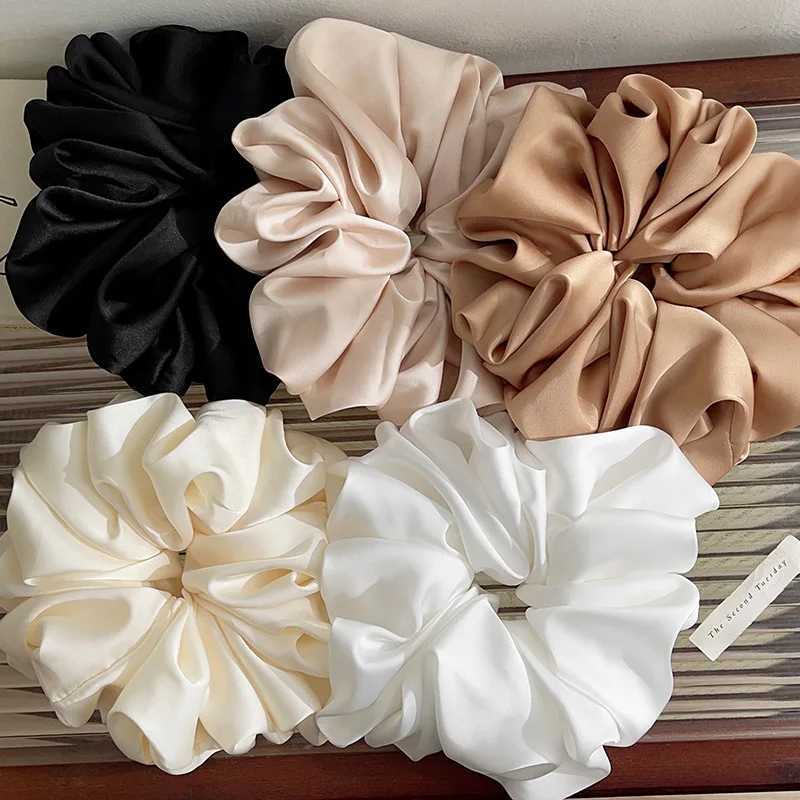 1pcs Extra Large Faux Silk Fluffy High Elasticity Soft Silky Luxury Casual Comfortable Fashion Scrunchie For Women H260324