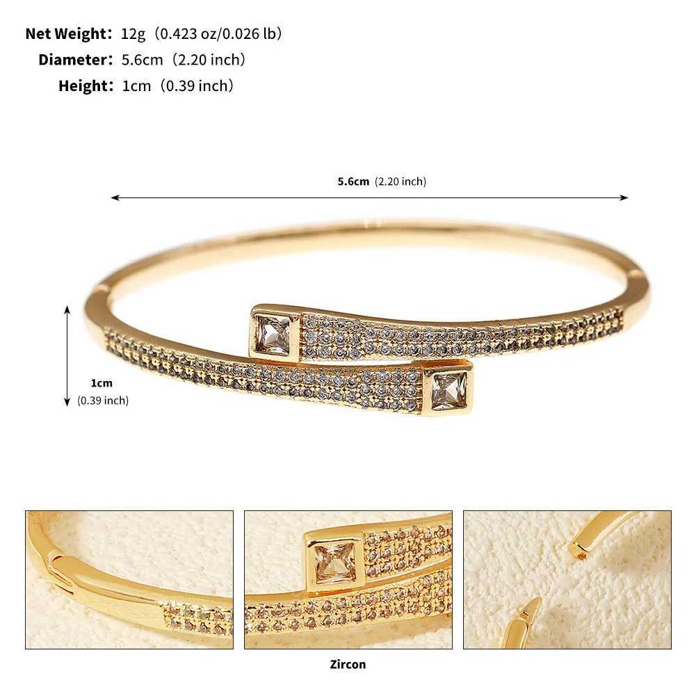 Simple Studded for Women Classic Copper and Zirconium Opening Bangle Daily Jewelry Accessories As Gifts H260323 - view 7