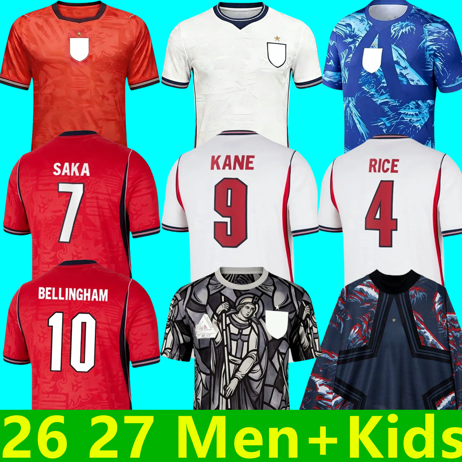 Euro Cup EnglandS world cup 2026 jersey BELLINGHAM home away 26 27 Soccer Jerseys RICE SAKA FODEN RASHFORD STERLING STONES KANE Men Kids fans player Football Shirt kit