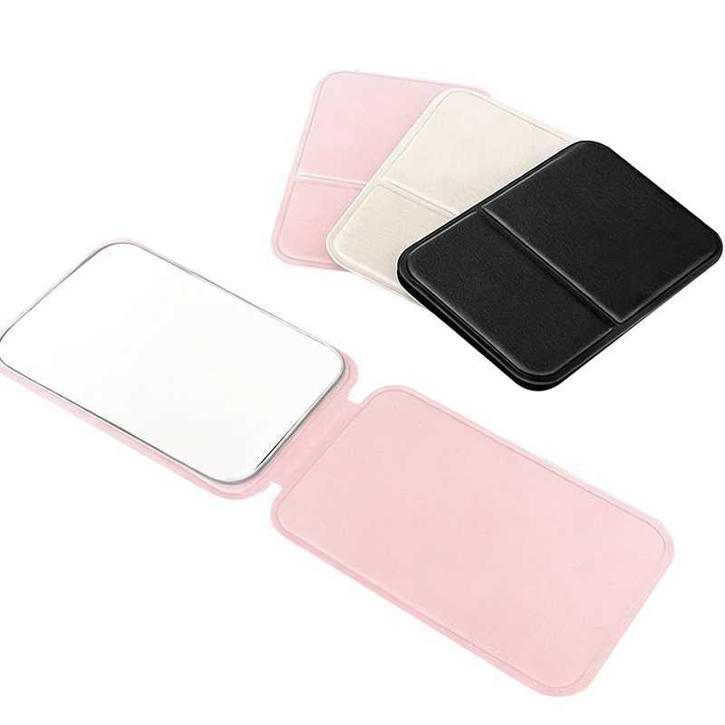 PU Leather Solid Color Foldable Makeup Mirror Simple Portable Handheld Desktop Dual-Use Student Cute Pocket Mirror H260324