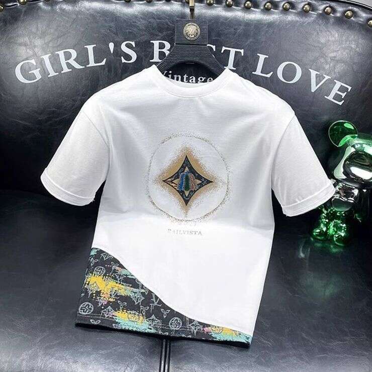 2024 Summer Hot Item: European Style Men's Light Luxury Short-Sleeve T-Shirt, Fashionable Slim-Fit Round-Neck Tee With Unique Personality Asia Si
