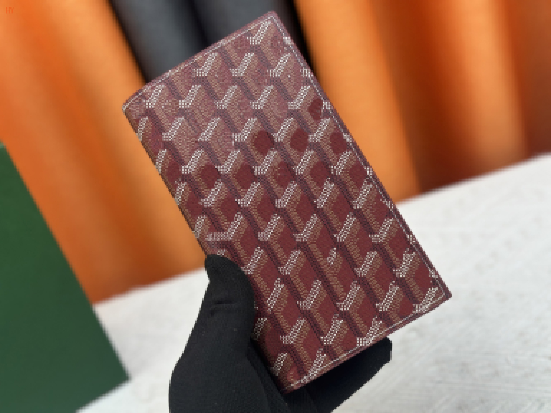 Designer Luxury Herringbone pattern Long wallet (with coin pocket)PVC red purse size19*11*2cm