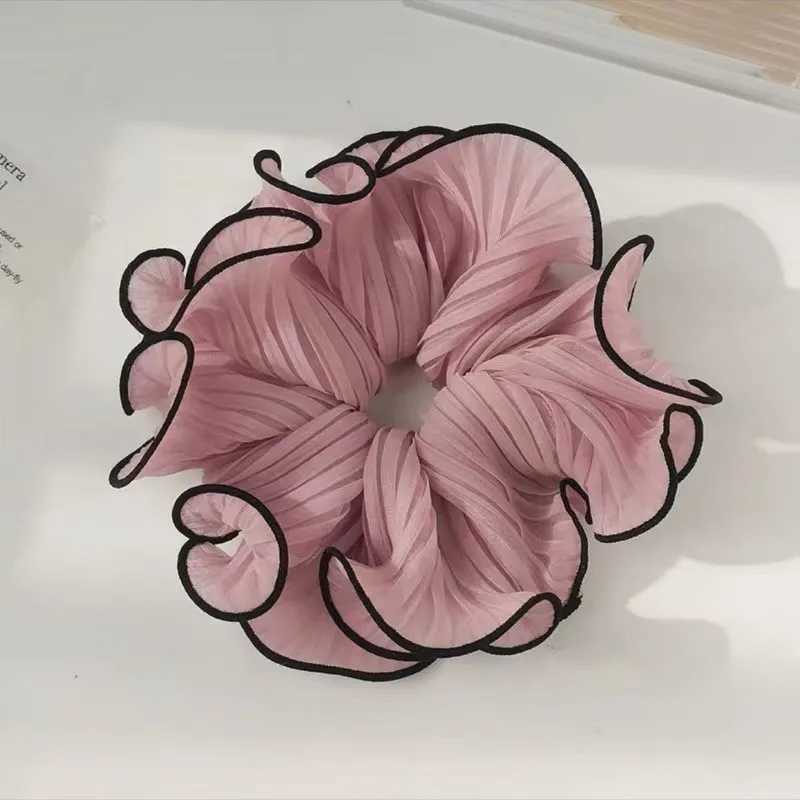 1/4Pcs New Korean Retro Folded Chiffon Oversize Scrunchies Women Sweet Temperament Fashion Exaggerated Hair Band Hair Accessorie H260324