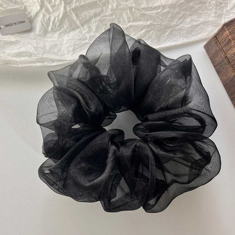 1 piece of oversized mesh large intestine hair ring with flower bud and bright organza large intestine ring for women H260324