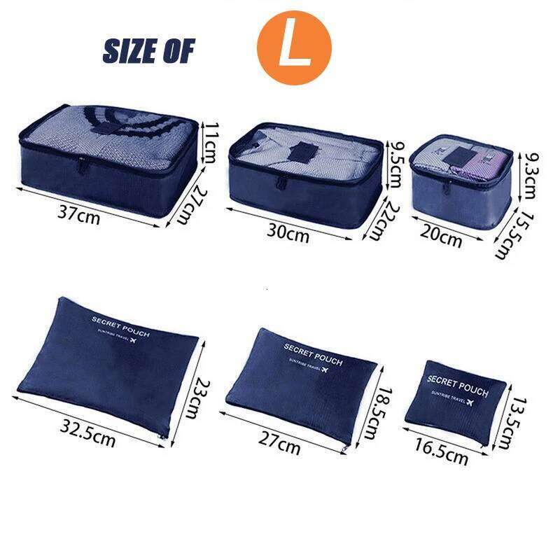 6-piece large size portable suitcase clothes shoes makeup luggage organizer travel storage bag 26Y0323