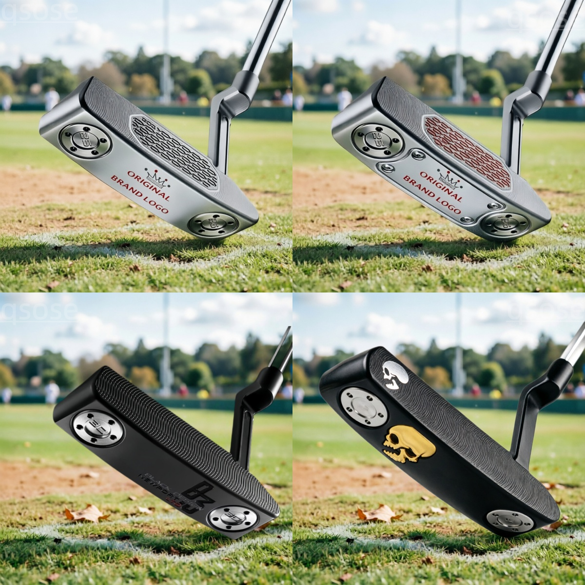 Premium CNC Milled Golf Putter, Tour-Style Blade with Alignment Aid, Multiple Finishes: Classic Silver & Matte Black with Skull Design, Includes Headcover, 32-35 Inch