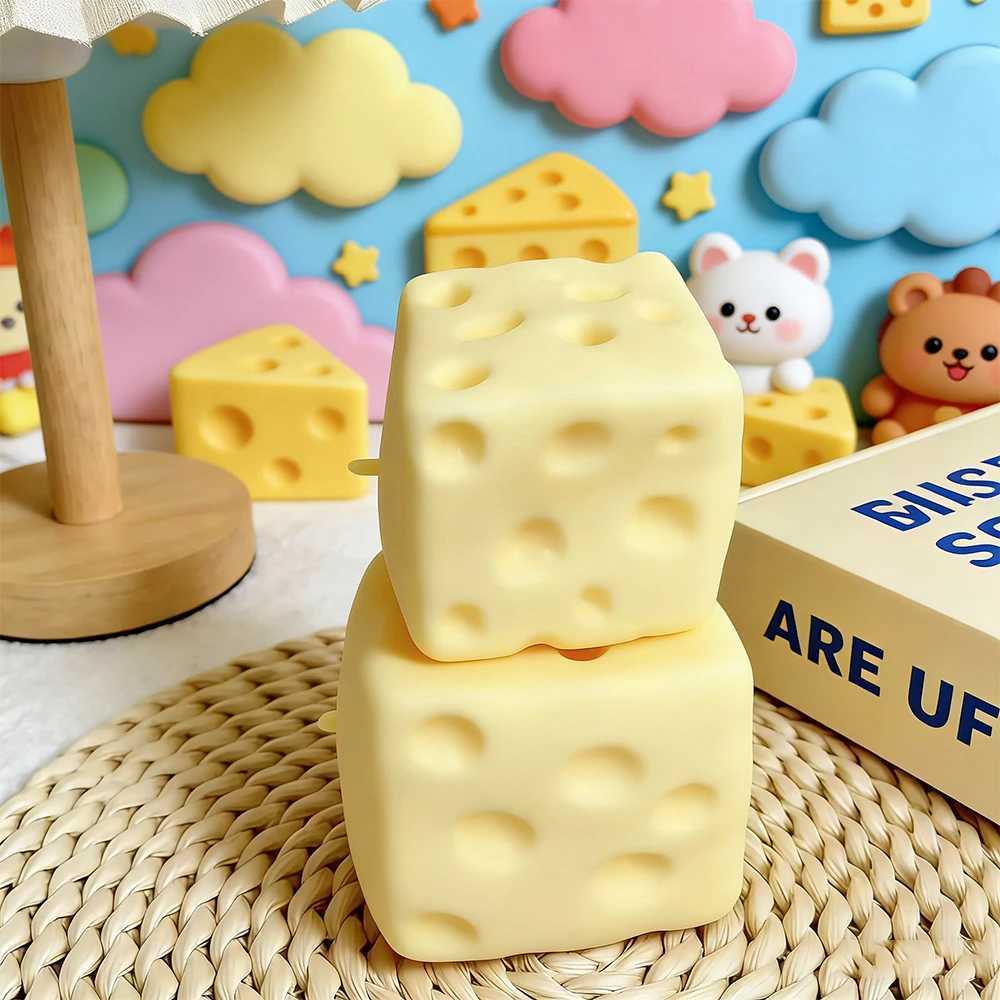 Jumbo Cheese Cube Stress Ball Big Cheese Shapeable Squeeze Ball Non-Bounce Fidget Toy ASMR Sensory Anti-Stress Festival Gift H260324