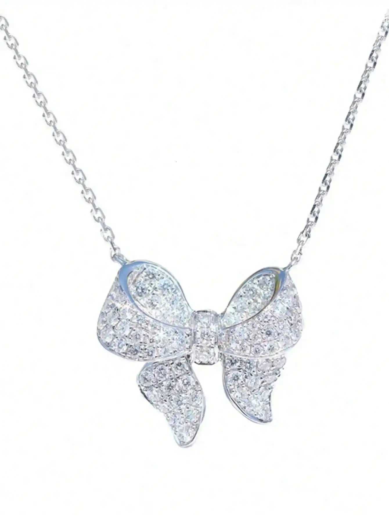 1 PC Teen Bow Cubic Zirconia Fashion Necklace Pendant For Girls For Birthday Gift H260324 - view 5