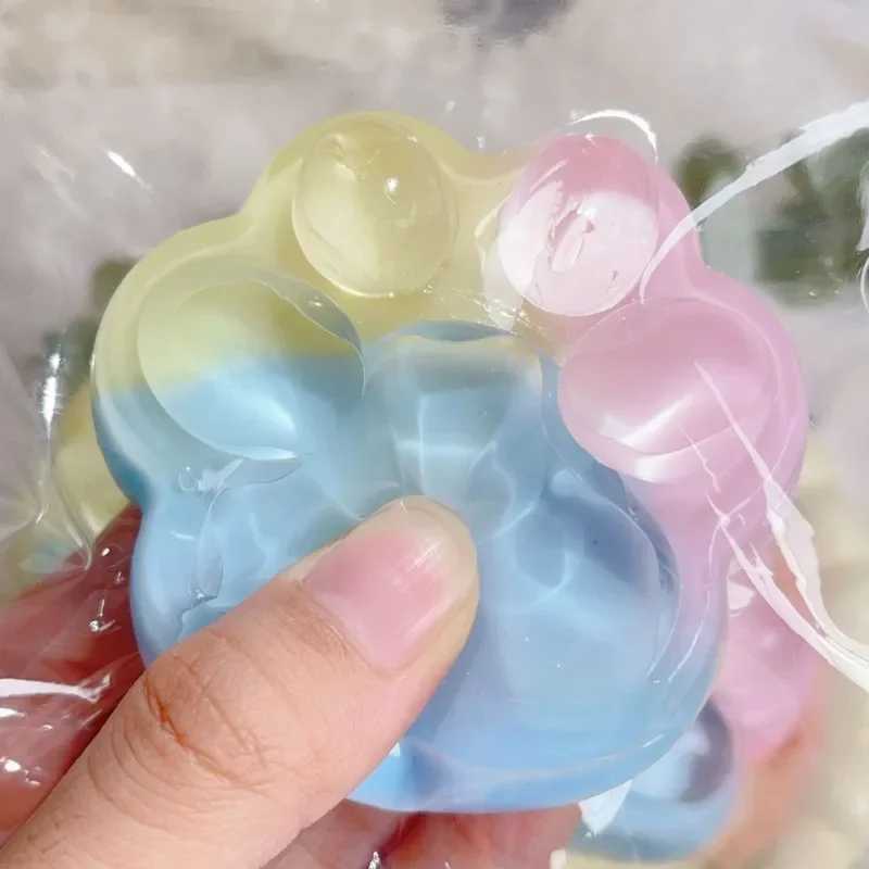 Three Color Rainbow Cat Paw Soft Pinch Cute Cat Paw Slow Rebound Pinch Stress Relief Birthday Gift H260324